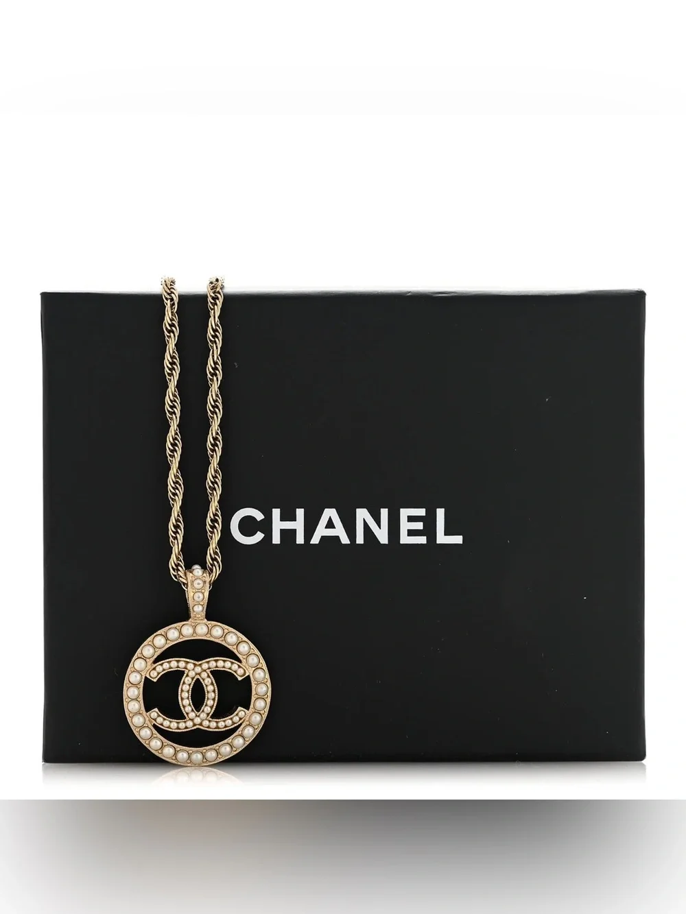 Authentic CHANEL pearl CC pendant long necklace